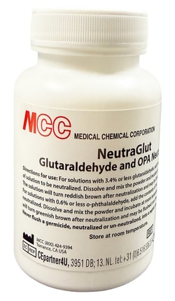 Medical Chemical Corporation&nbsp;NeutraGlut&trade; – Glutaraldehyde & OPA Neutralizer- NeutraGlut safely neutralizes glutaraldehyde and OPA, reducing staff exposure risk and supporting compliant disposal with OSHA, EPA, and institutional safety guidelines.