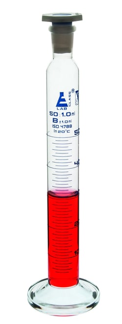 Eisco™ Class B Round Base Glass Graduated Cylinders with Interchangeable Stoppers