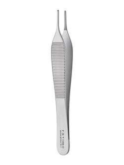 Fine Science Tools Adson Forceps, Stainless Steel, Straight, 12 cm, Quantity: