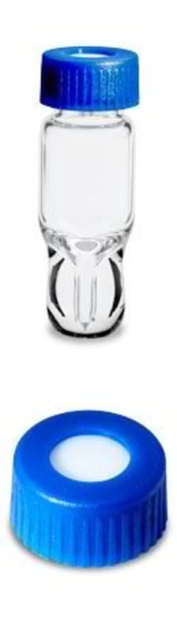 Waters Corp&nbsp;Deactivated Clear Glass 12 x 32 mm Screw Neck Vial, Total Recovery, with Cap and PTFE/Silicone Septum, 1 mL Volume, 100/pk