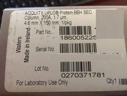 Waters Corp ACQUITY UPLC Protein BEH SEC Column, 200Å, 1.7 µm, 4.6 mm X