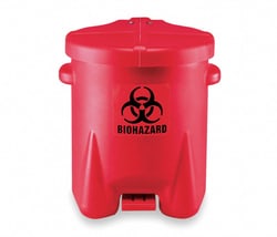 Grainger Biohazard Step On Waste Can, 6-Gallon Can Capacity, Polyethylene,