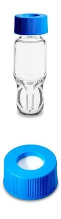 Waters Corp LCMS Certified Clear Glass 12 x 32 mm Screw Neck Total Recovery Vial, with Cap and Preslit PTFE/Silicone Septum, 1 mL Volume, 100/pk