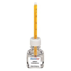 Thermco Products Inc Accu-Safe Enclosed Chamber Bottle thermometer, Ambient/Rm, Spirit, 10 deg./30 deg.C, 0.5 deg.C div, 140mm, 30ml bio-safe glycol/H2O. Each bottle thermometer have their own unique serial number and are supplied with a NIST Traceable Certificate.