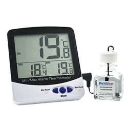 Thermco Products Inc Large digit bottle current/min/max temp digital thermometer, refrigerator -50 deg./70 deg.C, 30ml biosafe glycol/H2O, certified at 4 deg.C