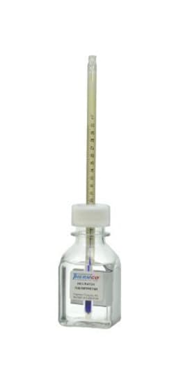 Thermco Products Inc Accu-Safe Enclosed Chamber Bottle thermometer, Incubator, Spirit, 25 deg./45 deg.C, 0.1 deg.C div, 190mm, 60ml bio-safe glycol/H2O