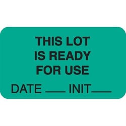 Market Lab This Lot Ready Label, Green, 1000 per pack, Quantity: Each of