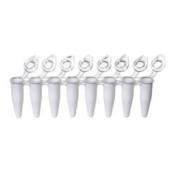 USA Scientific Inc 0.2 mL PCR white 8-tube FLEX-FREE strip, attached clear