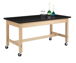Diversified Spaces™ Maple Table with Plain Apron and ChemGuard Top: Leg Brace, Stretcher and Caster Option