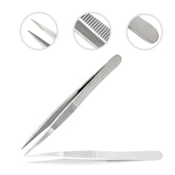 Surgical Design&trade;&nbsp;High Precision Straight Medium Point With Serrated Grip Tweezers/Forceps