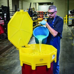 PIG Universal Poly Drum Funnel with Hinged Lid Yellow | Buy Online | PIG&trade; | Fisher Scientific