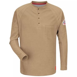 Bulwark iQ Series Men's Comfort Knit Khaki Flame Resistant Henley