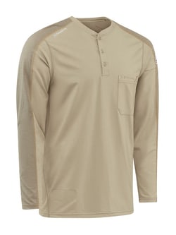 Bulwark™ Men's Khaki Flame Resistant Flex Knit Henley