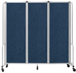 National Public Seating&nbsp;Room Divider, 3 Sections, PET Panels, Gray Frame