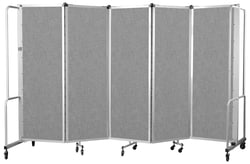 National Public Seating&nbsp;Room Divider, 5 Sections, PET Panels, Gray Frame