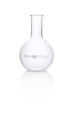 Flacon d’ébullition à fond plat à col étroit en verre borosilicaté Pyrex 500 ml | Buy Online | Pyrex | Fisher Scientific