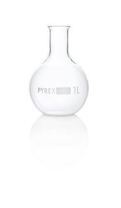 Pyrex Borosilicate Glass Narrow Neck Flat Bottom Boiling Flask 1000 mL | Buy Online | Pyrex | Fisher Scientific