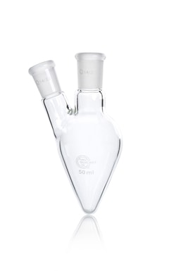 Matraz en forma de pera con dos cuellos Quickfit Capacidad: 50 ml; Conector: 14/23 (centro), 14 /23 (lado) | Buy Online | Quickfit | Fisher Scientific