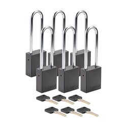 Brady&trade;&nbsp;Velocity Alum Padlock 3 in. Stl Shkl KA 6/Pk.