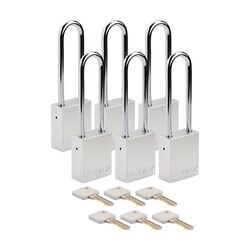 Brady Velocity Alum Padlock 3 in. Stl Shkl KA 6/Pk. White | Buy Online | Brady&trade; | Fisher Scientific