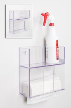 Poltex Spray Bottle, Wipe Cannister, Paper Towel Combo Unit