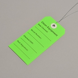 Elkay Plastics Company Tag Equipment Green with Clean print 2.312 X 4.75