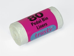 Polyco Healthline&nbsp;Trusty White Medium Duty Retail Pedal Bin Liners on a Roll, 15 L