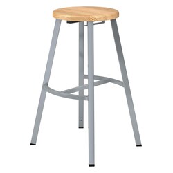 National Public Seating Fixed Height Titan Stool, Butcherblock Seat, gray Frame 30 in. | Buy Online | National Public Seating | Fisher Scientific