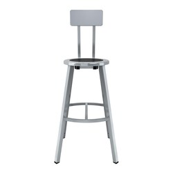 National Public Seating Titan Stool with Backrest, Steel Seat, gray Frame 30 in. | Buy Online | National Public Seating | Fisher Scientific