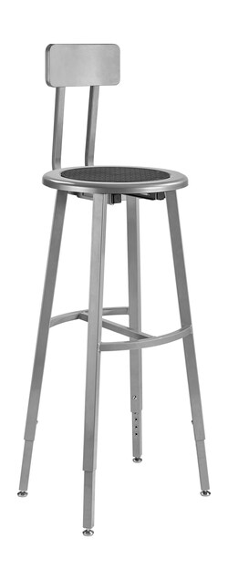 National Public Seating Adjustable Height Titan Stool, Steel Seat, with Back Rest gray Frame 30 to 38 in. | Buy Online | National Public Seating | Fisher Scientific
