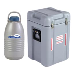 Mitegen CX100 Dry Shipper by IC Biomedical & Square Shipping Case Bundle,