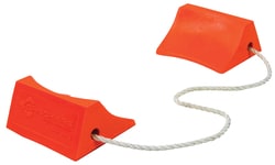 Checkers Orange Aviation Wheel Chocks for Small Aircraft, Roped Pair