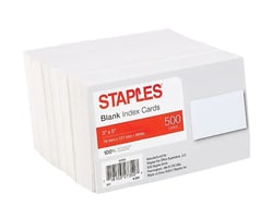 STAPLES ADVANTAGE Staples Blank 3" x 5" Index Cards, White, 500/Pack, Quantity: