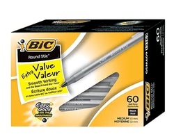 STAPLES ADVANTAGE BIC Round Stic Xtra-Life Ballpoint Pens, Medium Point,