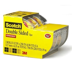 STAPLES ADVANTAGE Scotch Double Sided Tape with Dispenser, Narrow Width,