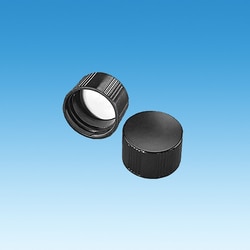 Ace Glass, Inc. 38-430 black plastic screw caps with PTFE liner. Case of 200.