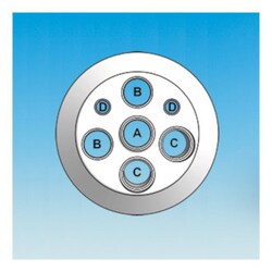 Ace Glass, Inc.&nbsp;Head, PTFE, 100mm, 7 neck, 3/4in center, (2)3/4in 10° angled, (2)3/4in vertical, (2)1/4in vertical