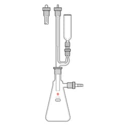 Ace Glass, Inc.&nbsp;NMR tube washer assembly, Ace-Thred&trade;; type, complete with washer body, solvent reservoir, solvent recovery flask, sample tube bushings for both 5mm and 10mm NMR tubes, PTFE tubing and all connecting bushings and couplers