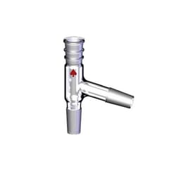 Ace Glass, Inc. Side arm adapter, 75°, 24/40 inner joints bottom and side,