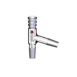 Ace Glass, Inc. Side arm adapter, 75°, 45/50 inner joints bottom and side, 24/40 outer joint top