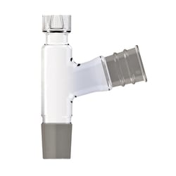 Ace Glass, Inc. Side arm adapter, 105°, #25 Ace-Thred top, 45/50 inner