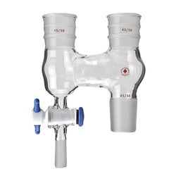 Ace Glass, Inc.&nbsp;Adapter, distillation, (2)29/42 upper & (1)29/42 lower joints, 1/2in Swagelok stopcock fitting