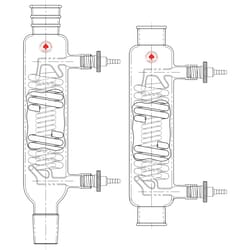Ace Glass, Inc. Condenser, double coil, 1in beaded pipe top and bottom joints
