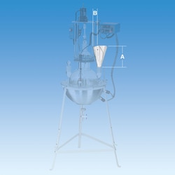 Ace Glass, Inc. Funnel, powder, flat side, 45/50, 150mm OD opening, 200mm height above the joint
