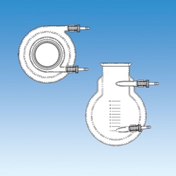 Ace Glass, Inc. Flask, reaction, jacketed, 5L, 4in grooved flange, #11 Ace-Thred connections on jacket inlet/outlets for use with 3/8in