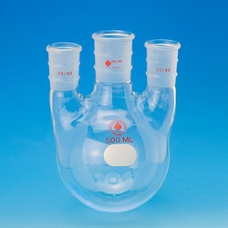 Ace Glass, Inc. Flask, round bottom, three neck, 1L, 45/50 center, 24/40