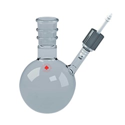 Ace Glass, Inc. Flask, round bottom, 50mL, 14/20 neck, 0-3mm inlet valve