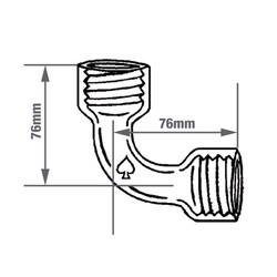 Ace Glass, Inc. 25mm sweep elbow with both ends threaded for use with ACE 7506 bushing or ACE 5841 coupling.