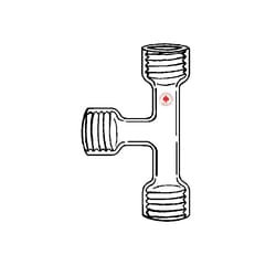 Ace Glass, Inc.&nbsp;25mm tee with threaded top for use in air sampling applications.