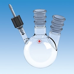 Ace Glass, Inc. Flask, round bottom, 500mL, (2)24/40 necks, 0-3mm inlet valve sidearm, No-Air